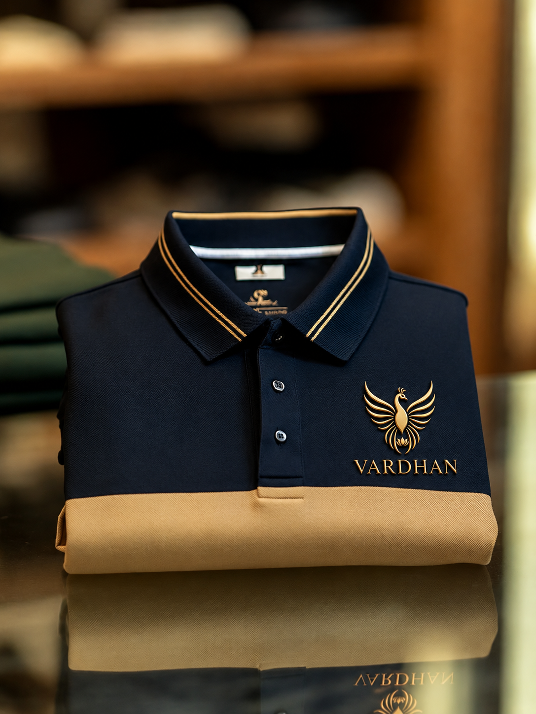Vardhan Imperial Polo – Deep Navy & Camel