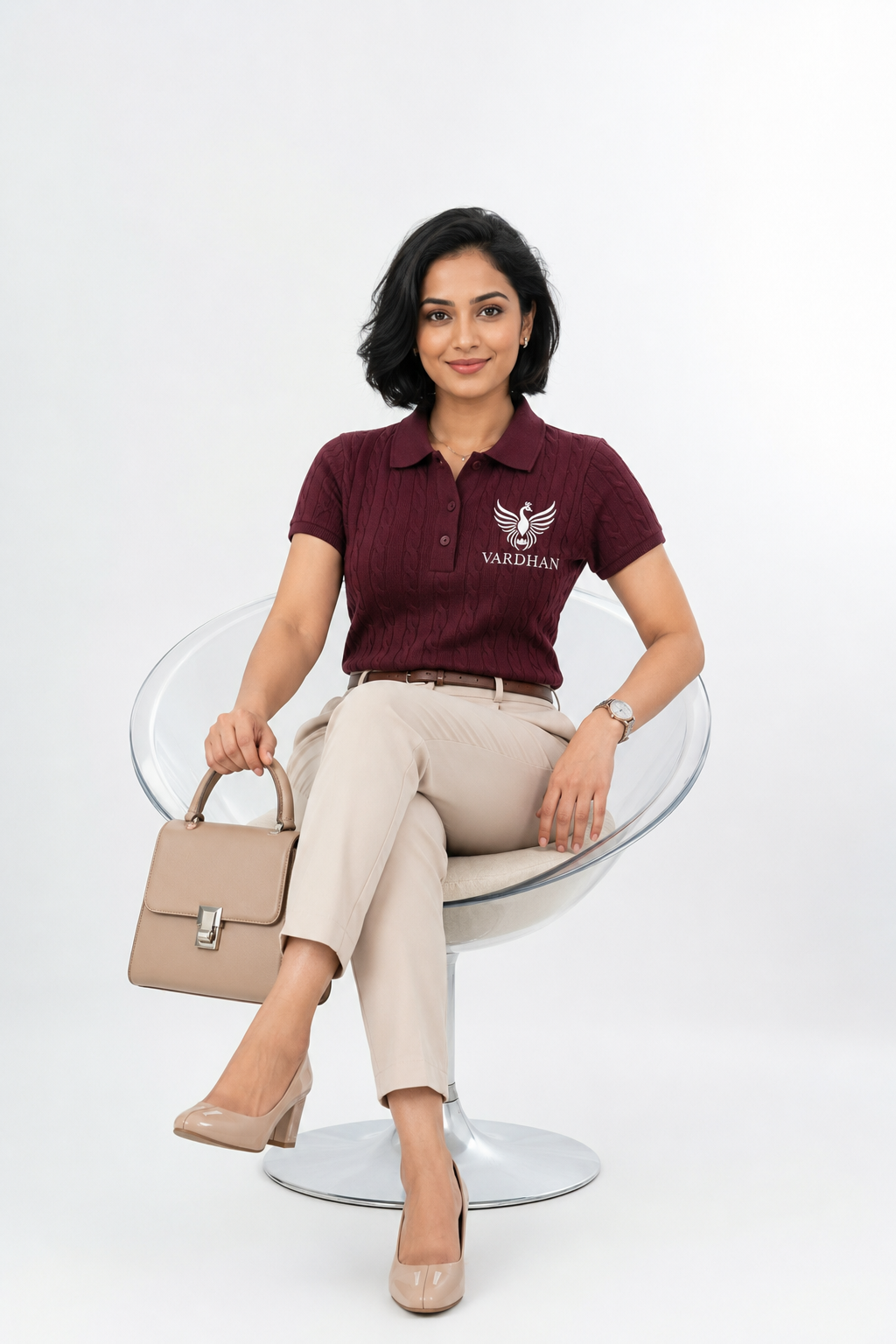 Vardhan Vino Polo — Deep Wine Cable-Knit | Women's