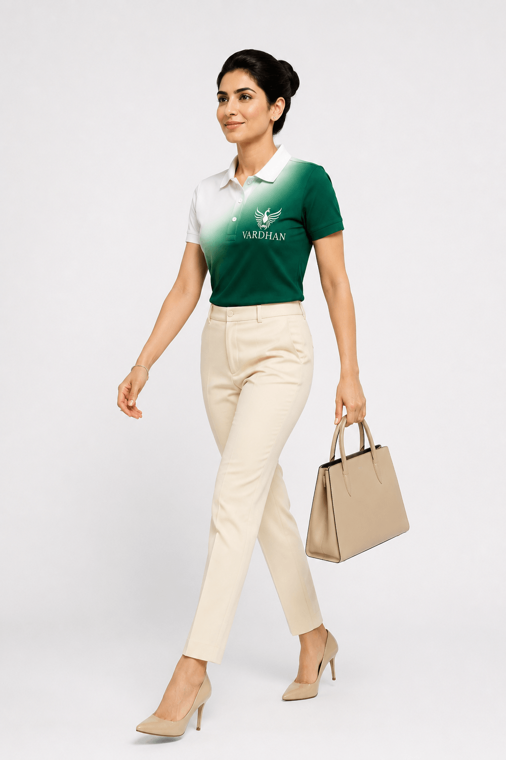 Vardhan Amalfi Polo — White to Teal Ombré Gradient | Women's