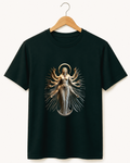 Shakti — Goddess Durga Eight Arms Ivory Gold Sculpture Premium Black T-Shirt