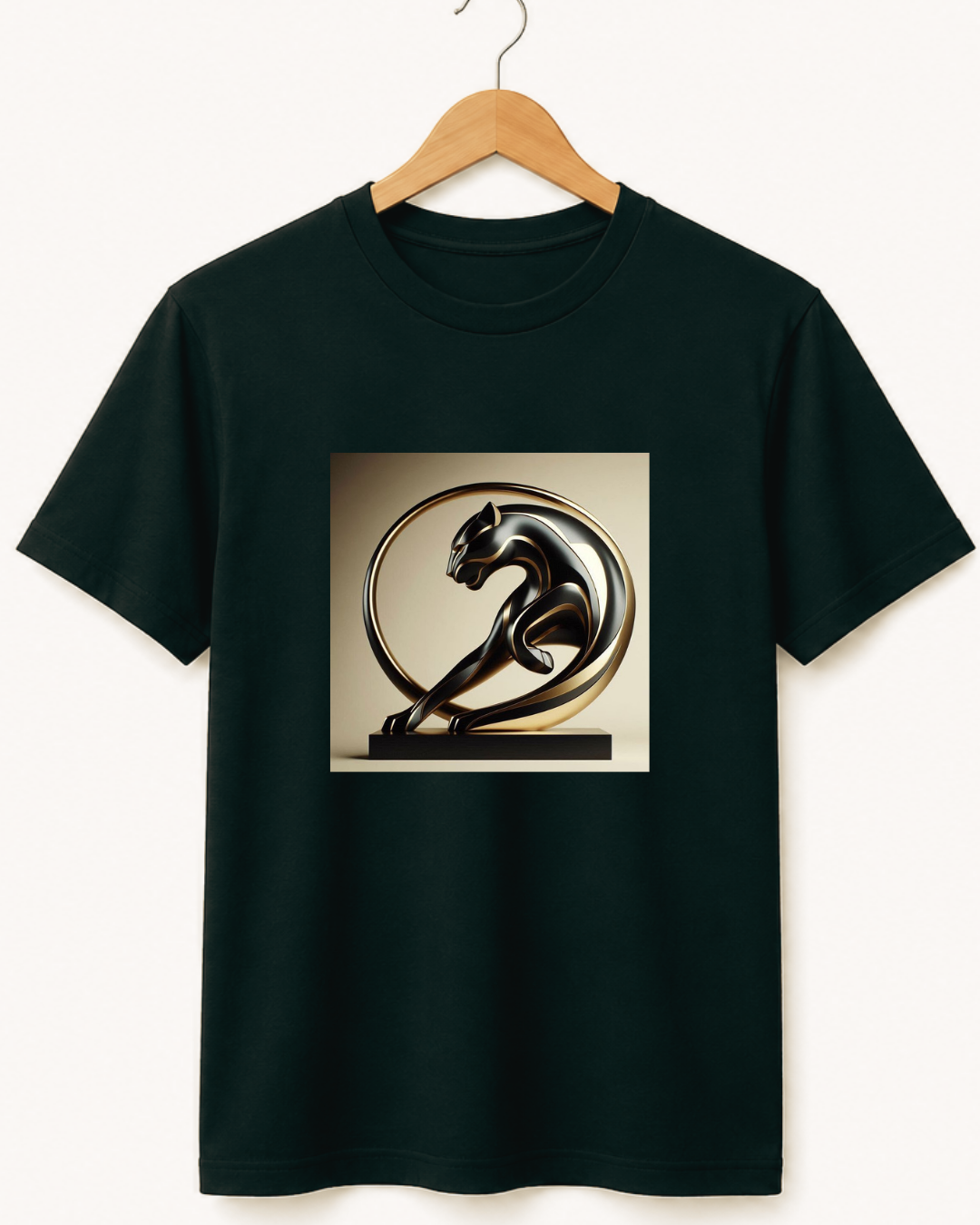 Panther — Black & Gold Sculpture Art Premium Black T-Shirt