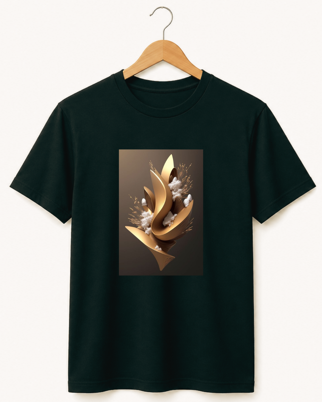 Ascend — Golden Abstract Sculpture Art Premium Black T-Shirt