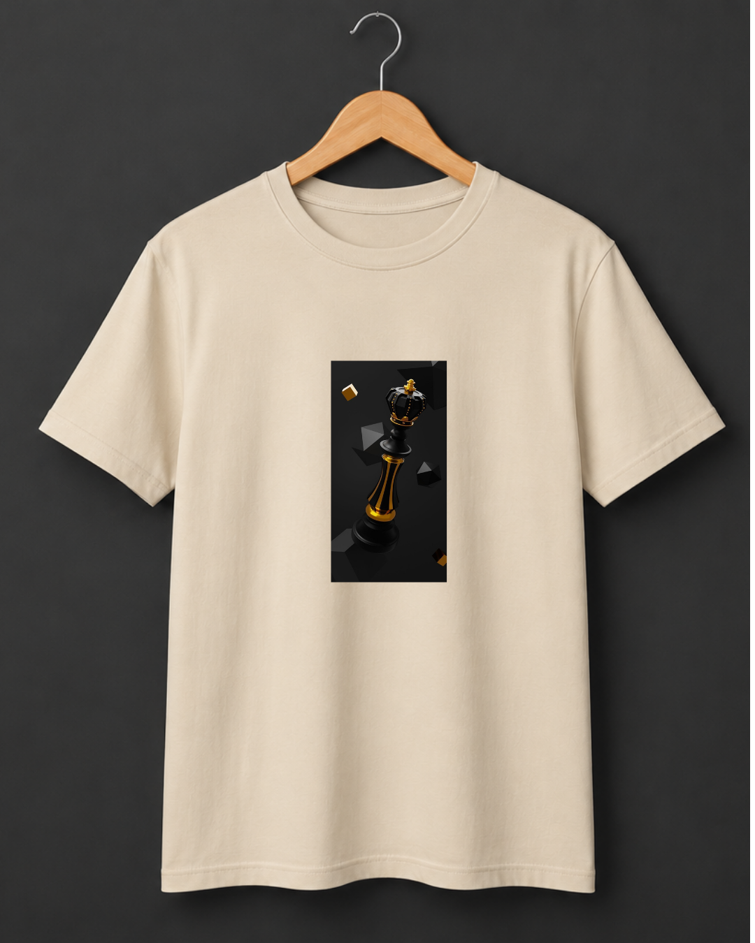 Checkmate — Black Gold Chess King Shatter Art Premium Cream T-Shirt