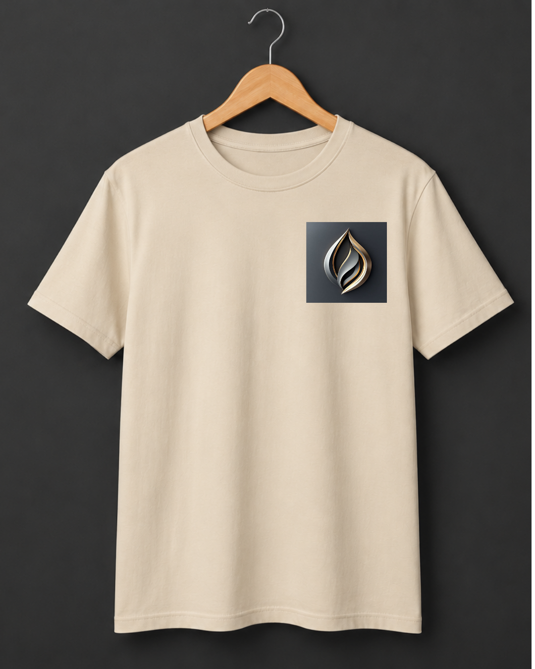 Ember — Silver Gold Flame Logo Premium Cream T-Shirt