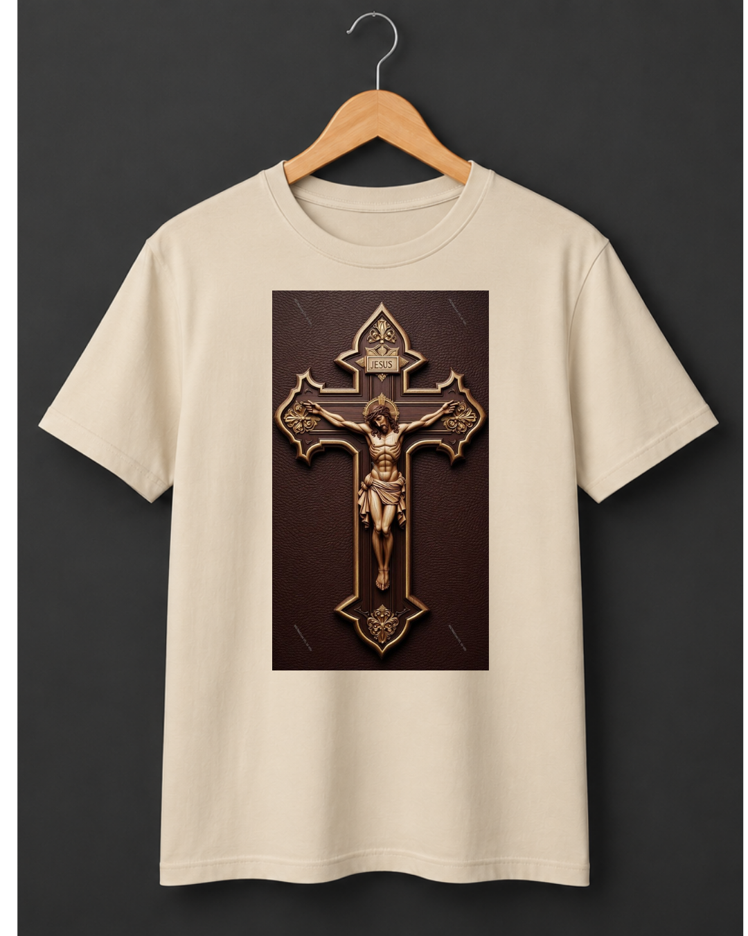 Jesus — Sacred Crucifix 3D Premium Beige T-Shirt