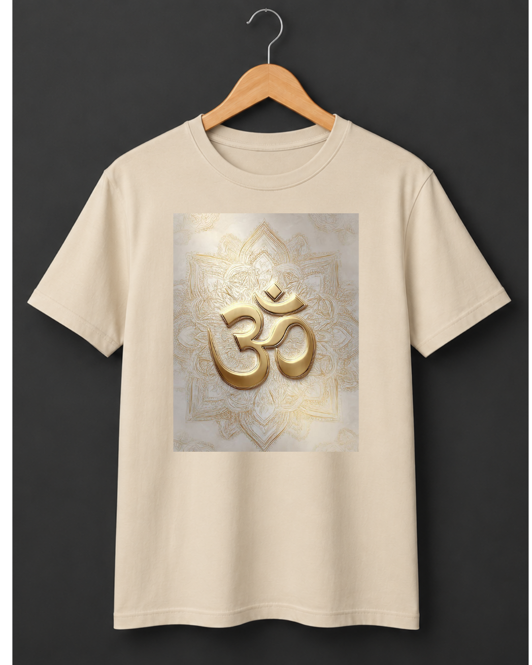 Om Mandala — Sacred Gold 3D Premium Beige T-Shirt