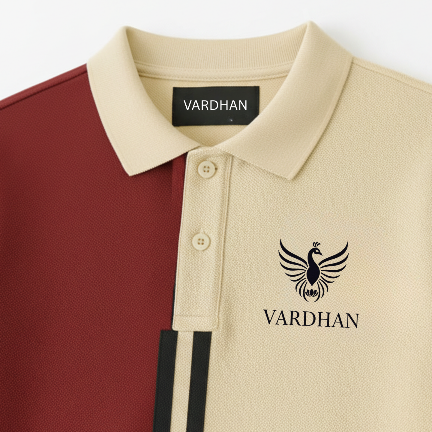 Vardhan Duality Polo — Burgundy & Cream Colorblock | Women's