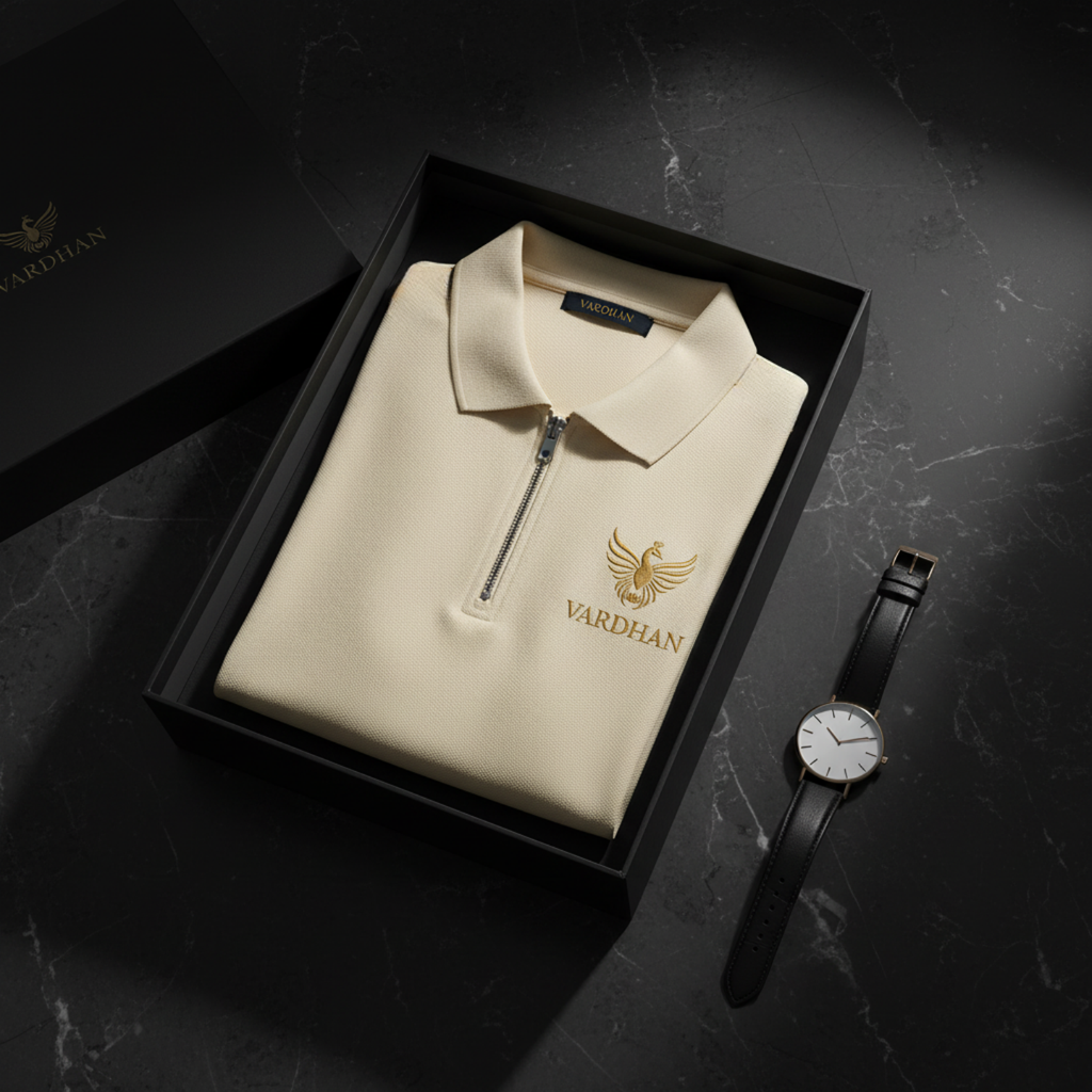 Vardhan Empress Polo — Ivory & Gold Greek Key | Women's