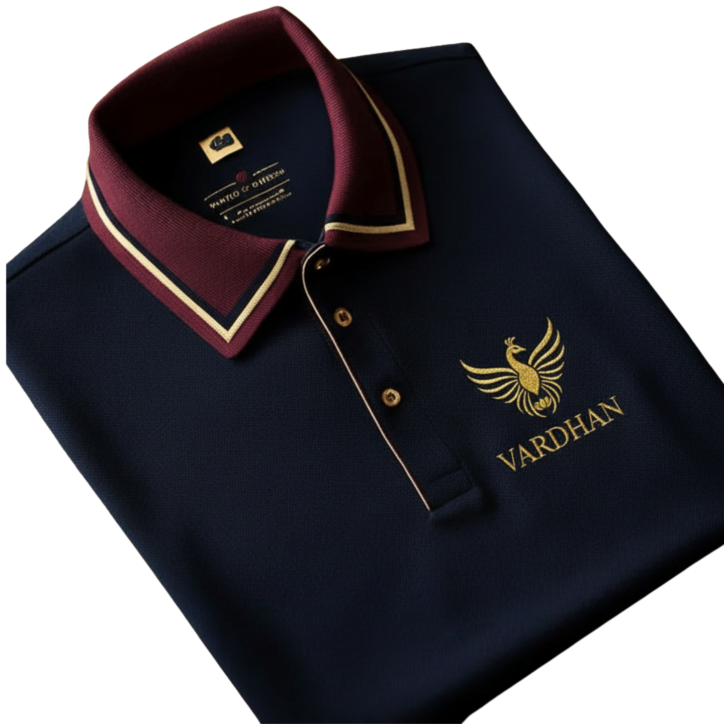 Vardhan Signature Polo – Deep Navy & Burgundy Gold