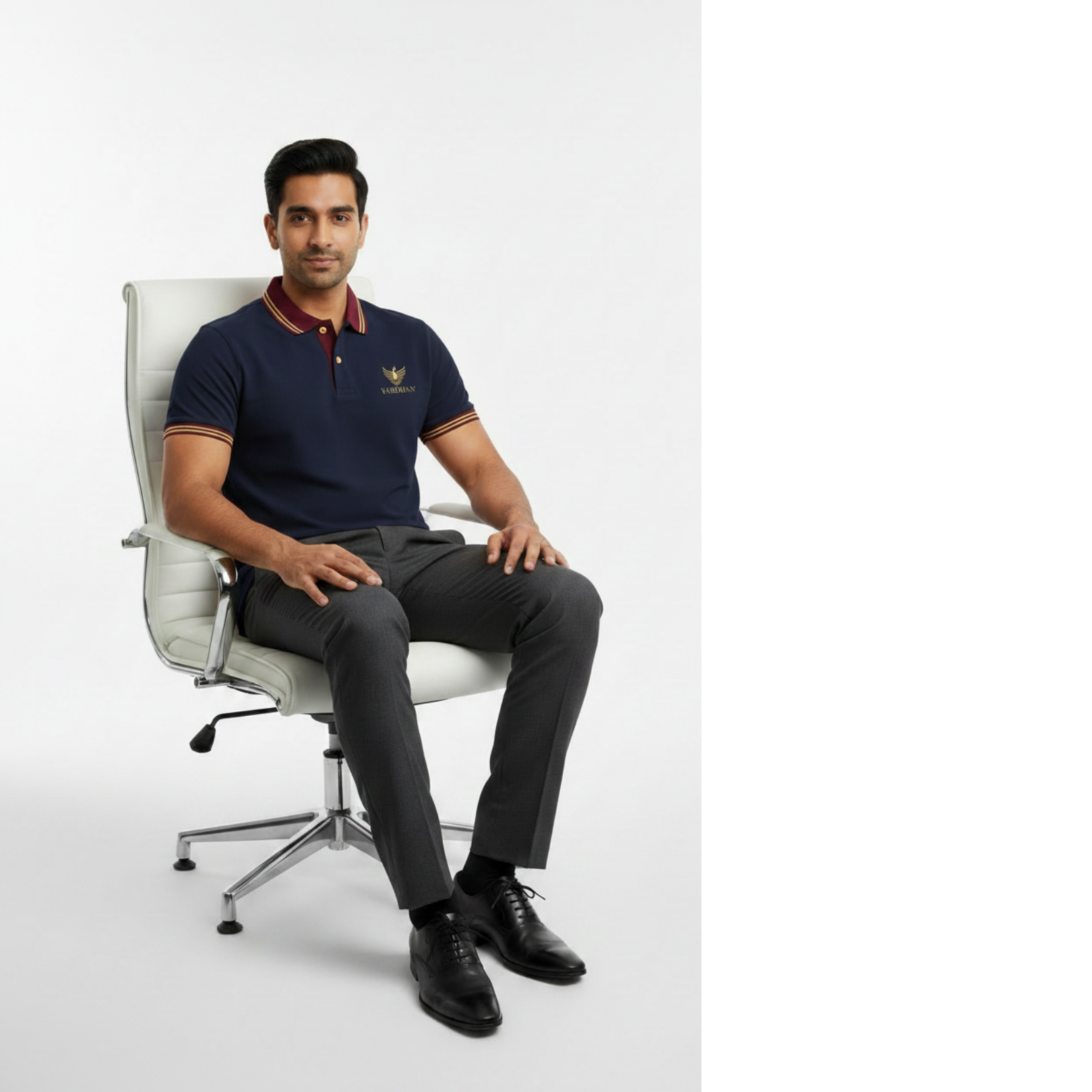 Vardhan Signature Polo – Deep Navy & Burgundy Gold
