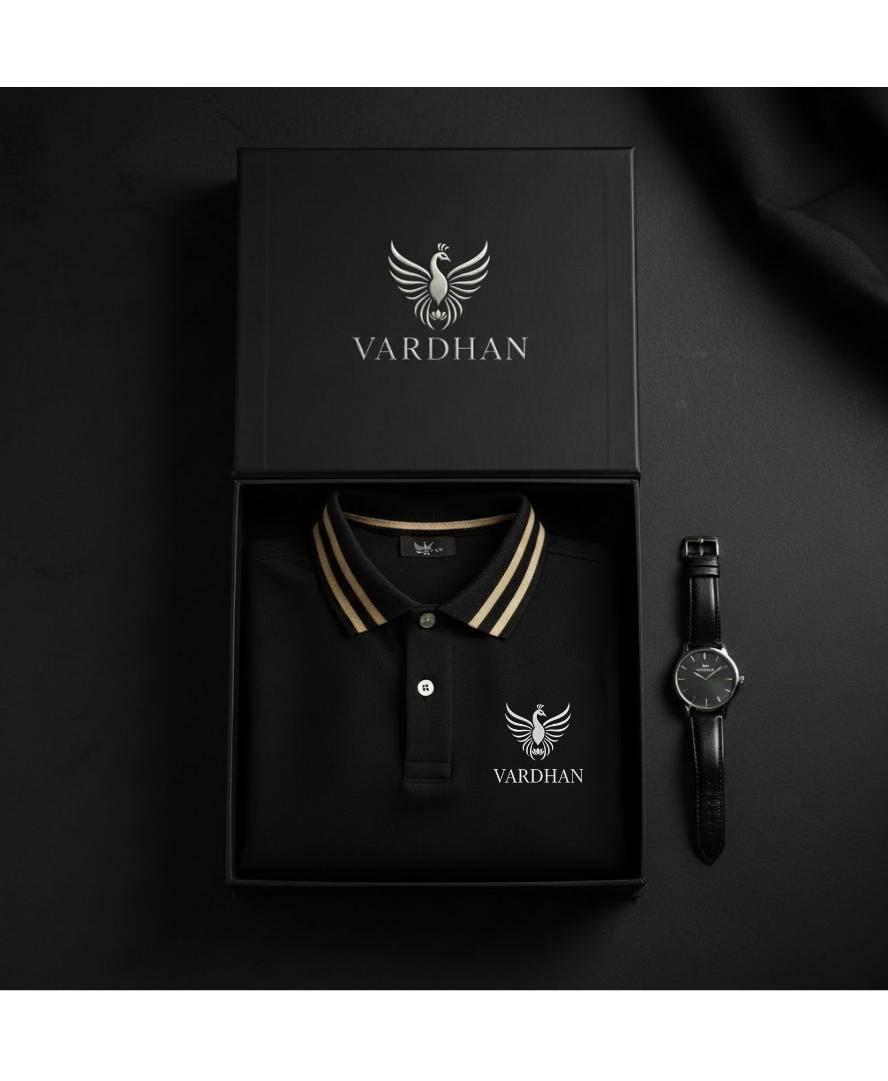 Vardhan Signature Polo T-Shirt – Jet Black