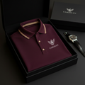 VARDHAN Royal Crest Premium Polo – Deep Burgundy