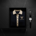 Vardhan Parisienne Polo Vest — Deep Navy Ribbed, Cream Collar & Placket | Women's