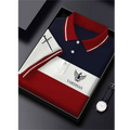 Vardhan Signature Polo – Navy, White & Red Tricolor Colorblock