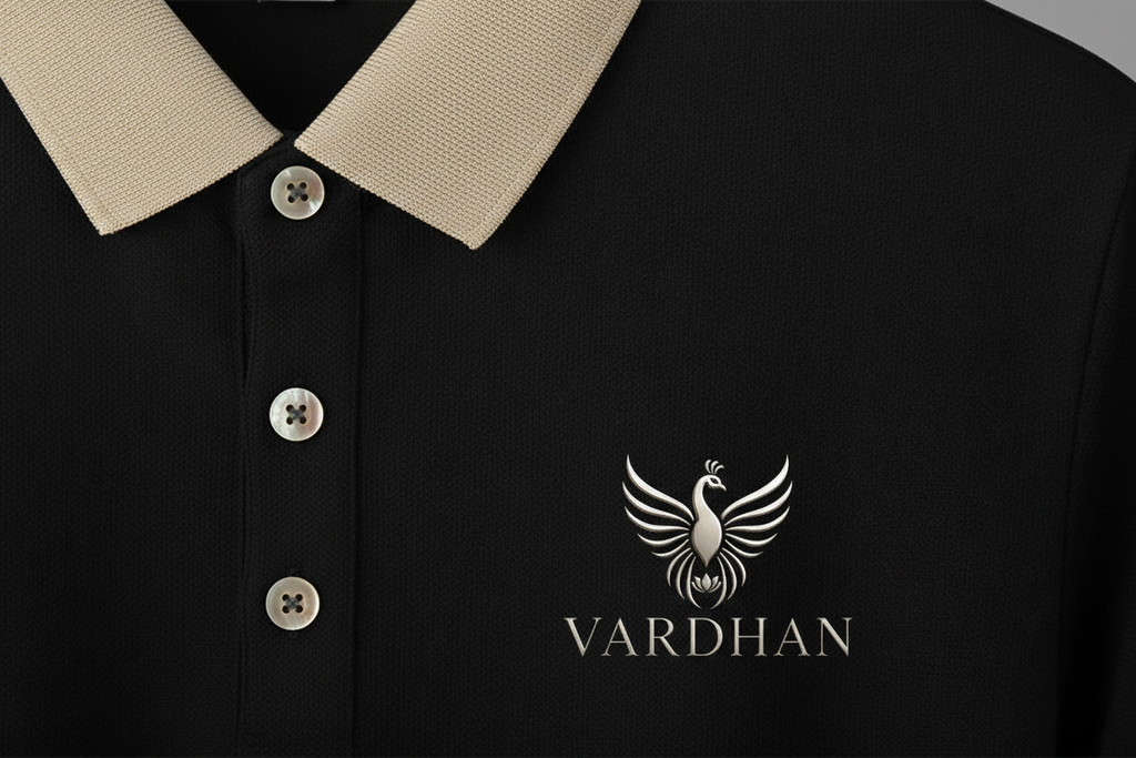 Vardhan Signature Polo T-Shirt – Jet Black | Cream Contrast