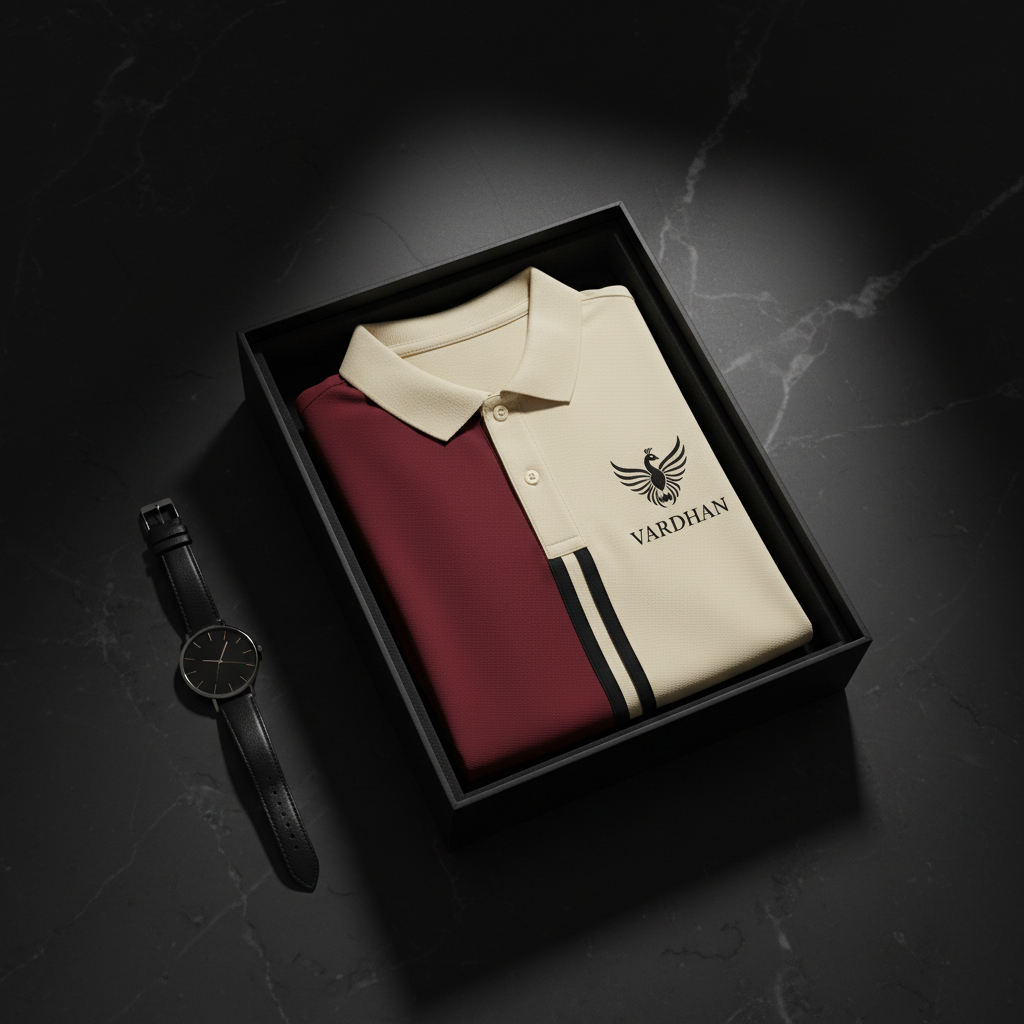 Vardhan Duality Polo — Burgundy & Cream Colorblock | Women's