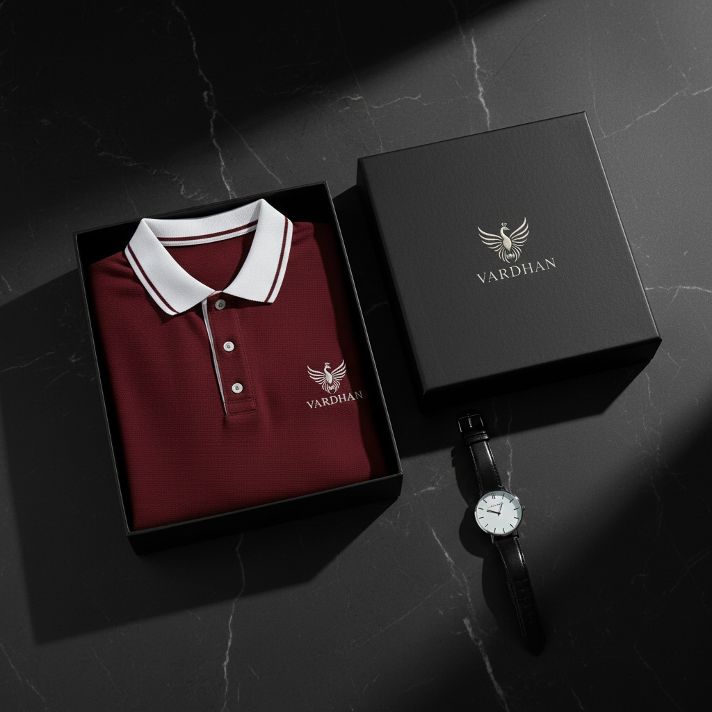 Vardhan Claret Polo — Deep Burgundy & White Stripe Collar | Women's