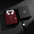 Vardhan Claret Polo — Deep Burgundy & White Stripe Collar | Women's