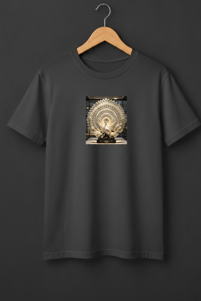 Celestial Peacock — White Jade Sculpture Art Premium Beige T-Shirt