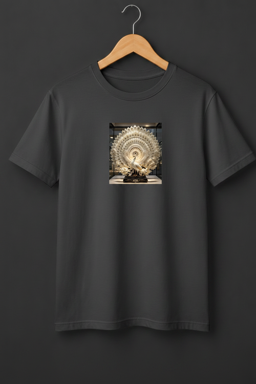 Celestial Peacock — White Jade Sculpture Art Premium Beige T-Shirt