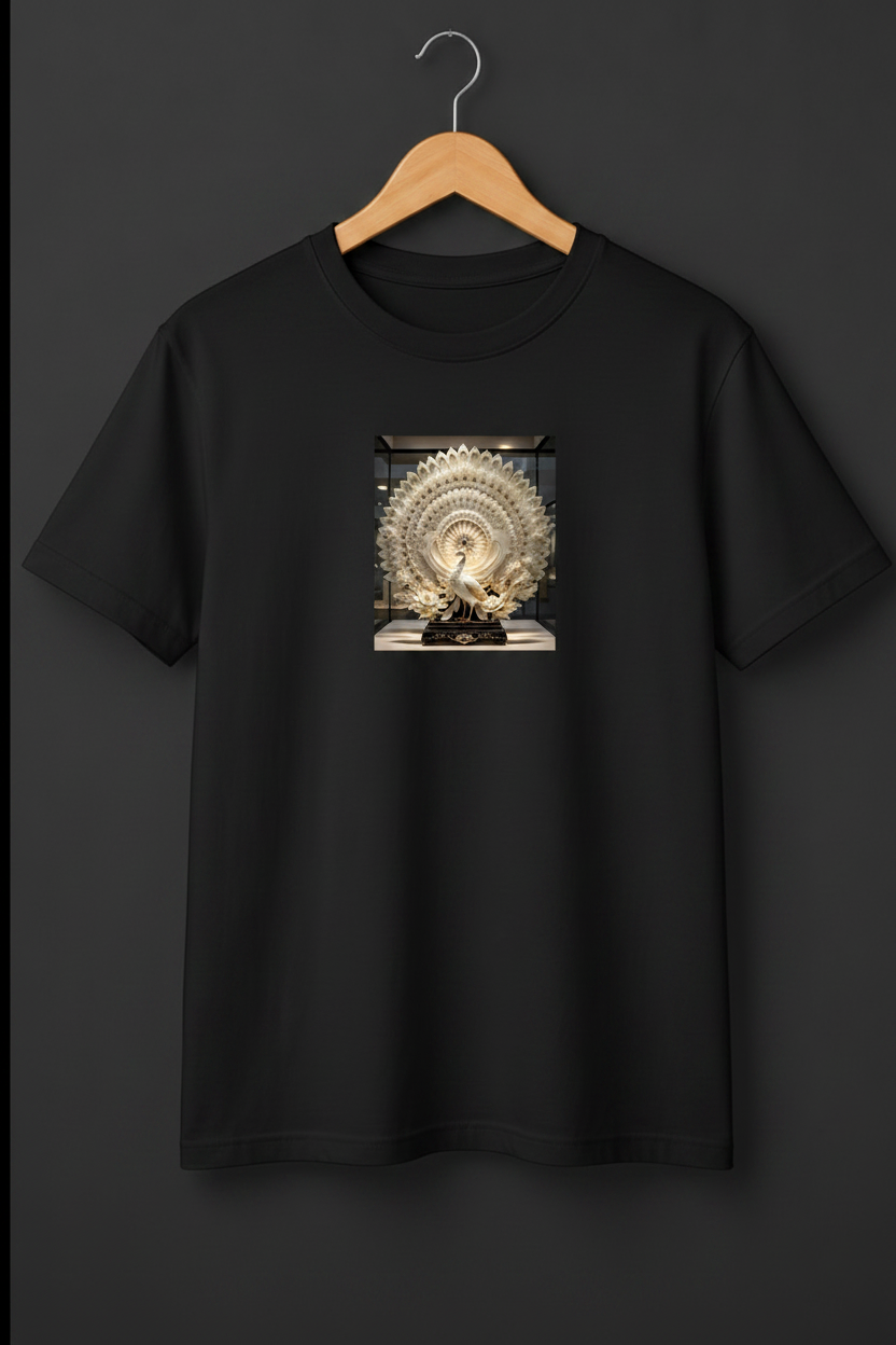 Celestial Peacock — White Jade Sculpture Art Premium Beige T-Shirt