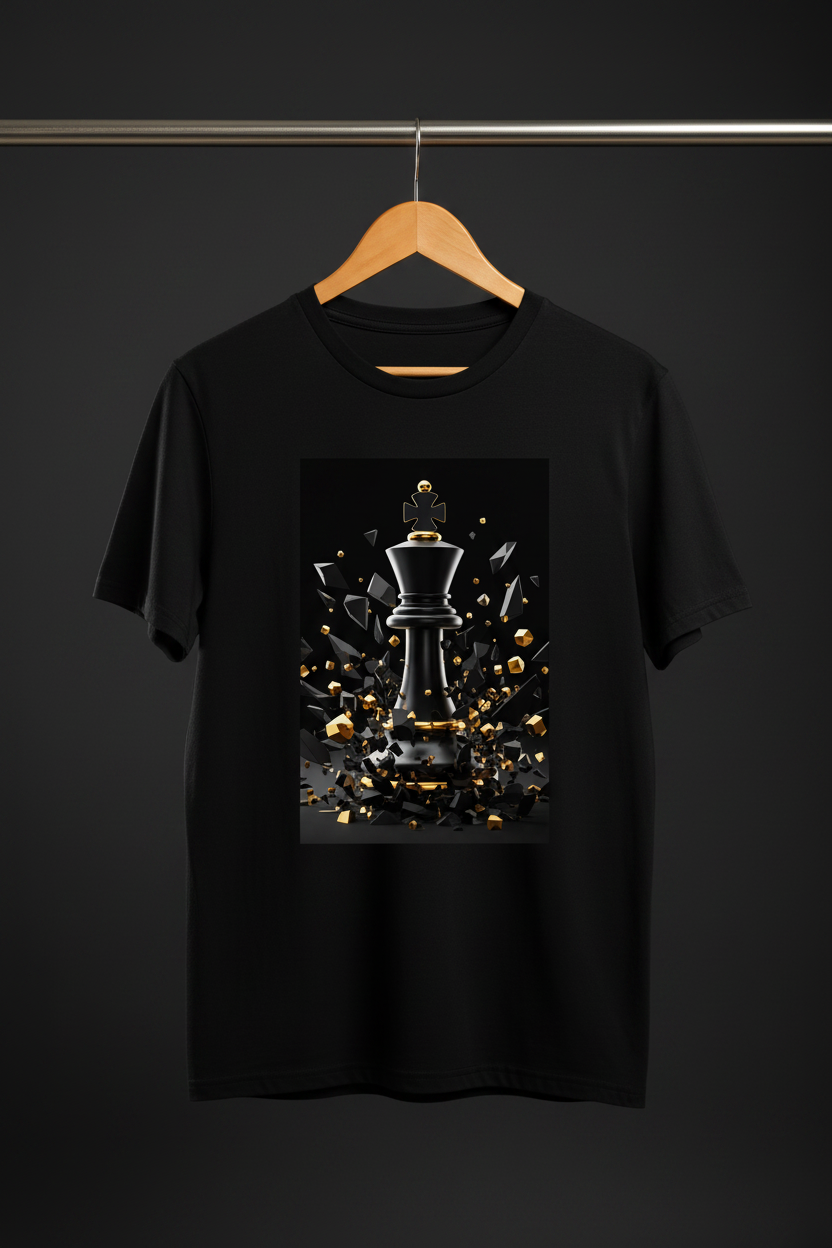 Checkmate — Black Gold Chess King Shatter Art Premium Cream T-Shirt