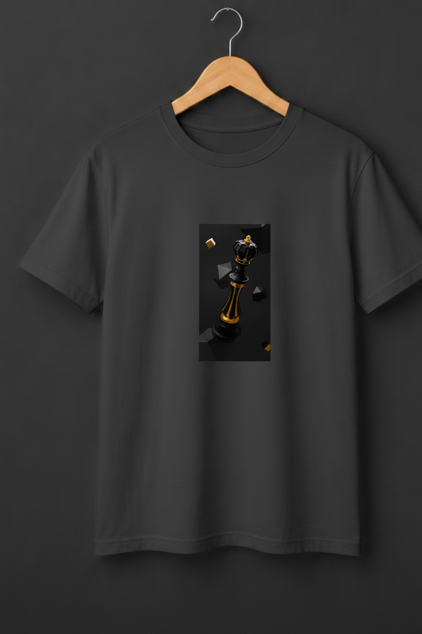 Checkmate — Black Gold Chess King Shatter Art Premium Cream T-Shirt