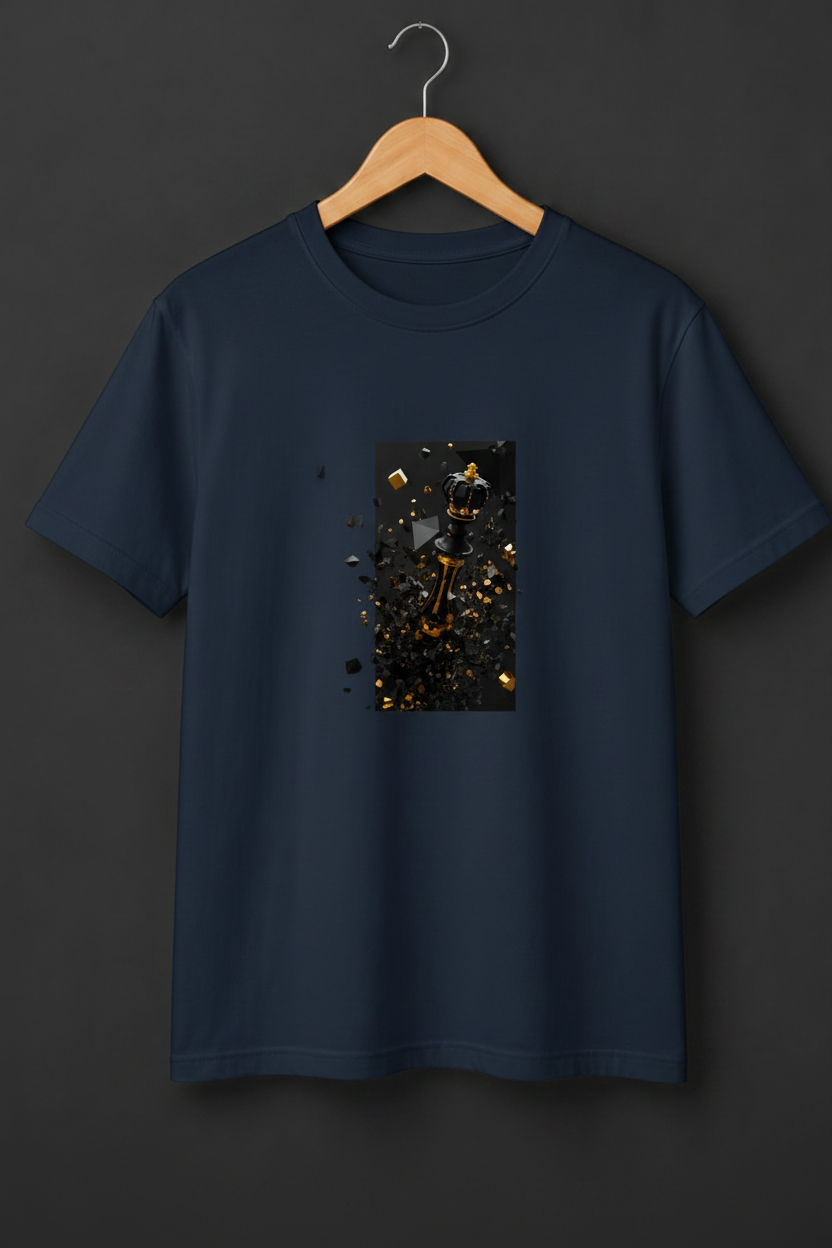 Checkmate — Black Gold Chess King Shatter Art Premium Cream T-Shirt