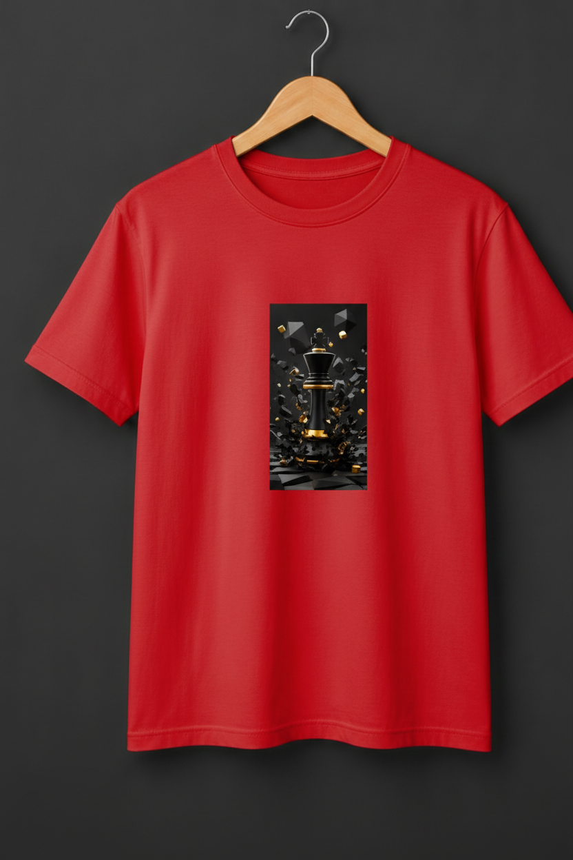 Checkmate — Black Gold Chess King Shatter Art Premium Cream T-Shirt
