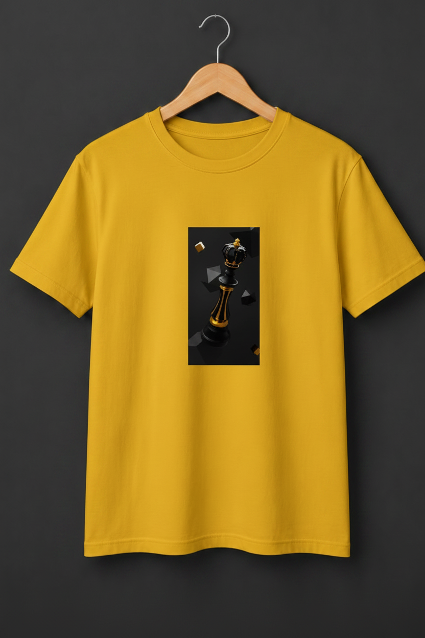 Checkmate — Black Gold Chess King Shatter Art Premium Cream T-Shirt