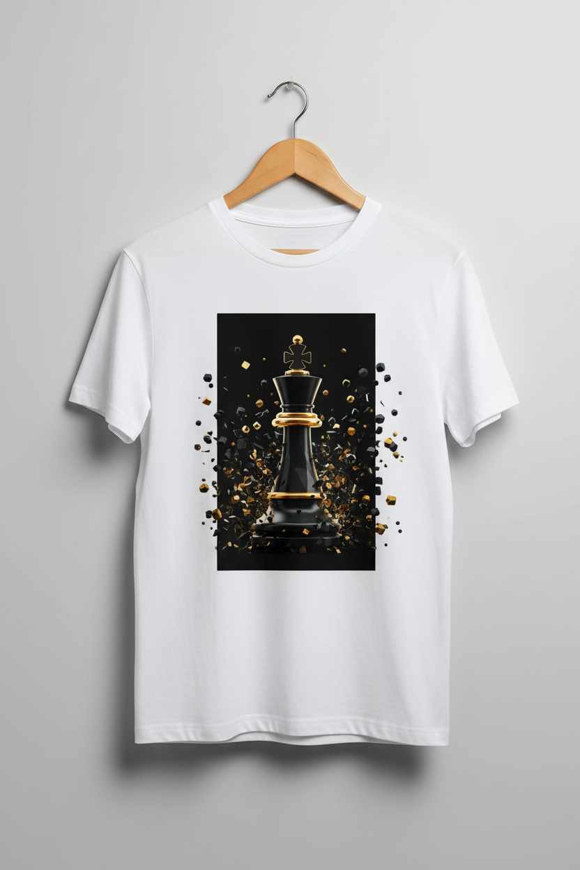 Checkmate — Black Gold Chess King Shatter Art Premium Cream T-Shirt