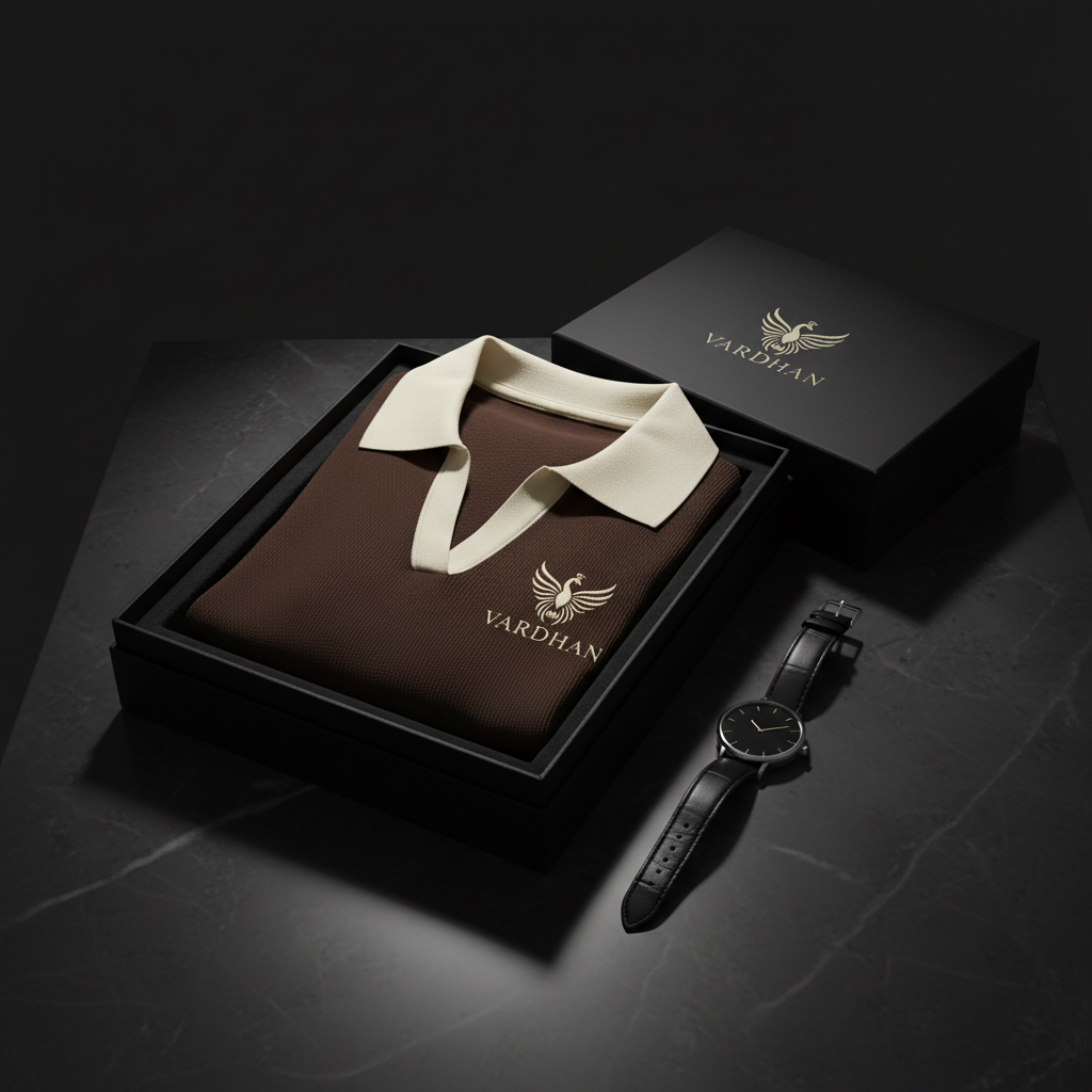 Vardhan Cacao Polo — Chocolate Brown & Cream Open Collar | Women's