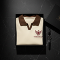 Vardhan Crème Polo — Ivory & Chocolate Brown Open Collar | Women's