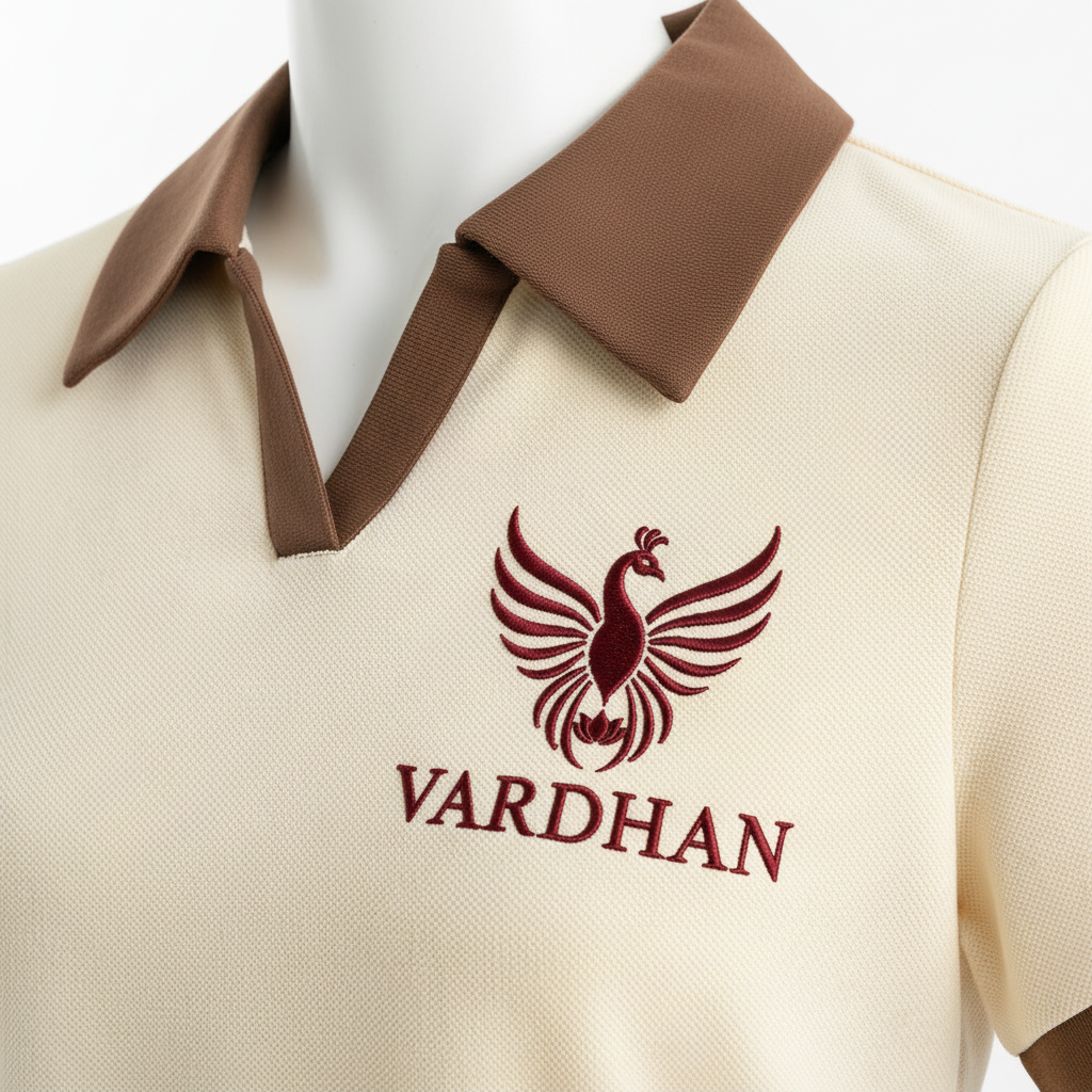 Vardhan Crème Polo — Ivory & Chocolate Brown Open Collar | Women's