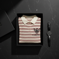 Vardhan Riviera Polo — Cream & Burgundy Stripe Ribbed Jacquard | Women's