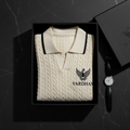 Vardhan Hamptons Polo — Cream Cable-Knit & Black Tipped Collar | Women's