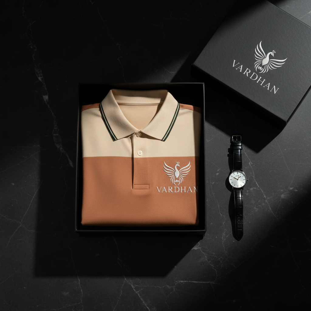 Vardhan Tuscany Polo — Cream & Terracotta Color-Block | Women's