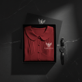 Vardhan Dior Polo — Deep Crimson Peter Pan Collar, Pintuck Starburst & Puff Sleeves | Women's