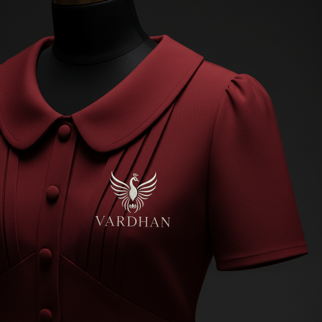 Vardhan Dior Polo — Deep Crimson Peter Pan Collar, Pintuck Starburst & Puff Sleeves | Women's