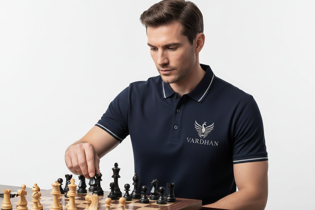 Vardhan Signature Polo — Deep Navy | Where Precision Meets Depth