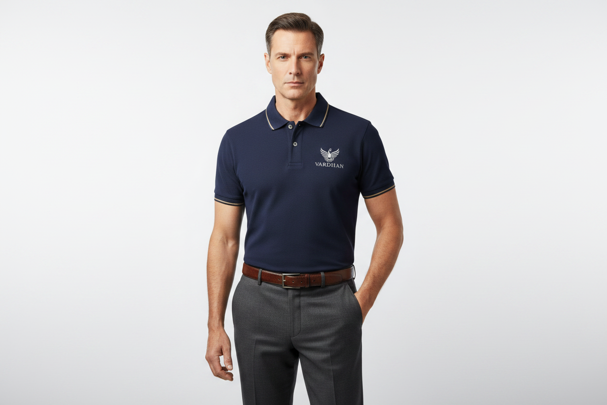 Vardhan Signature Polo T-Shirt – Deep Navy