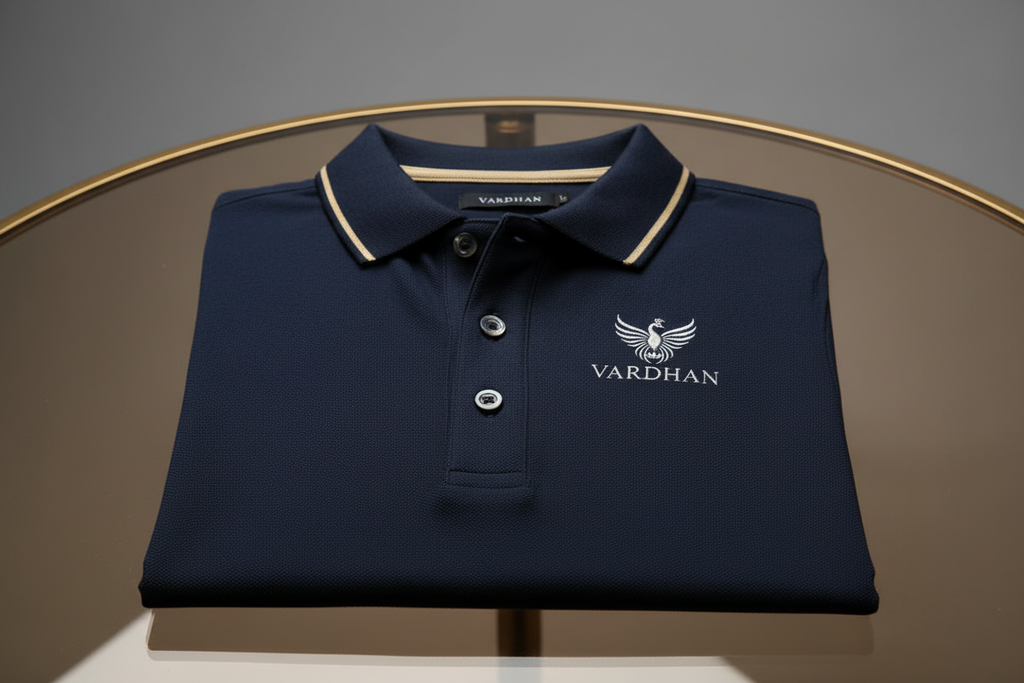 Vardhan Signature Polo T-Shirt – Deep Navy
