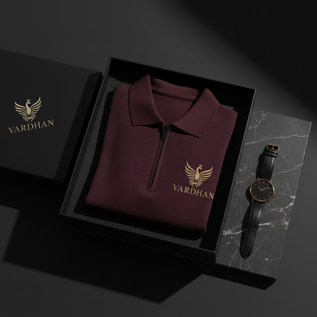 Vardhan Plum Noir Zip Polo — Deep Plum & Gold | Women's