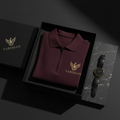 Vardhan Plum Noir Zip Polo — Deep Plum & Gold | Women's