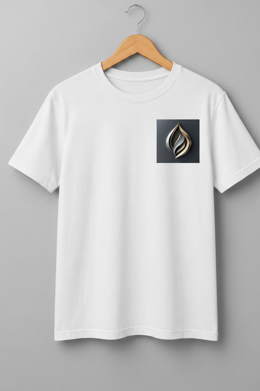 Ember — Silver Gold Flame Logo Premium Cream T-Shirt