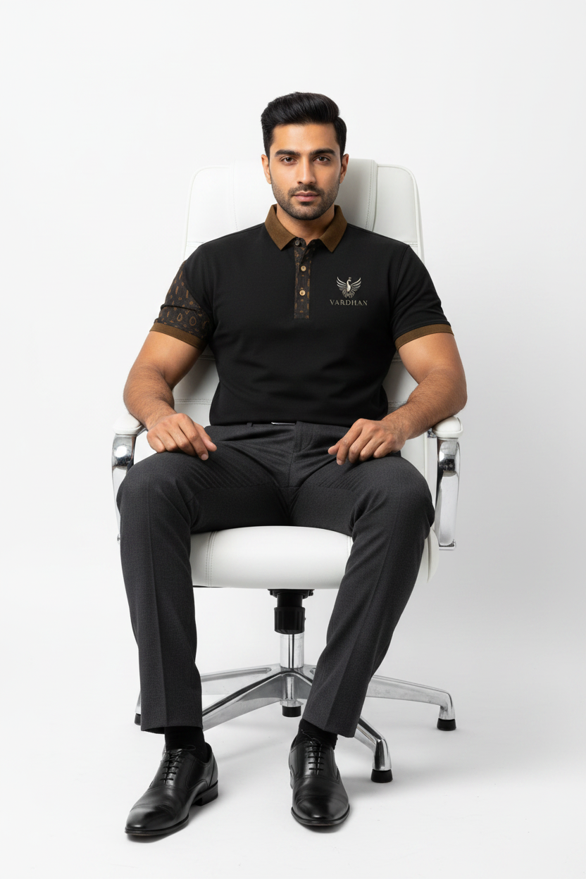 Vardhan Monogram Polo – Onyx & Tan