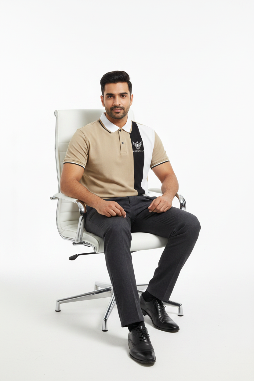 Vardhan Triblock Polo – Khaki, Onyx & Ivory