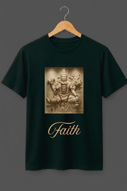 Faith — Lord Shiva Sacred Stone Relief Art Premium Black T-Shirt