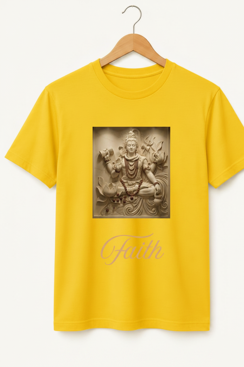 Faith — Lord Shiva Sacred Stone Relief Art Premium Black T-Shirt