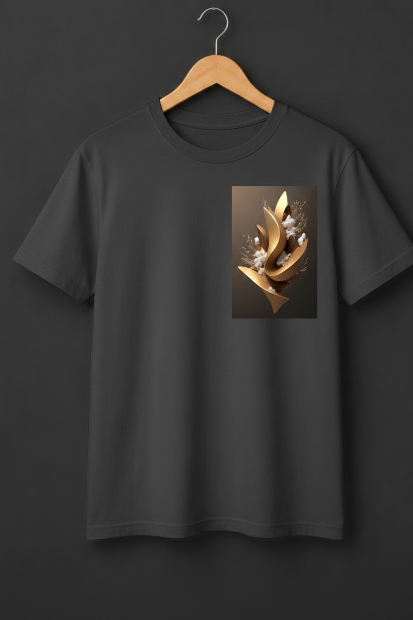 Flourish — Golden Fluid Botanical Sculpture Art Premium Beige T-Shirt
